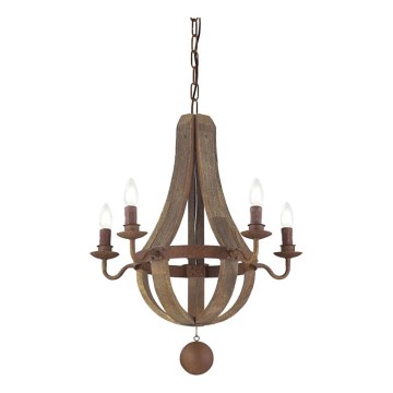 Ideal Lux - Chandelier on a chain MILLENNIUM 5xE14/40W/230V d. 52 cm birch/brown