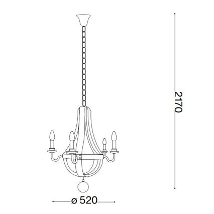 Ideal Lux - Chandelier on a chain MILLENNIUM 5xE14/40W/230V d. 52 cm birch/brown
