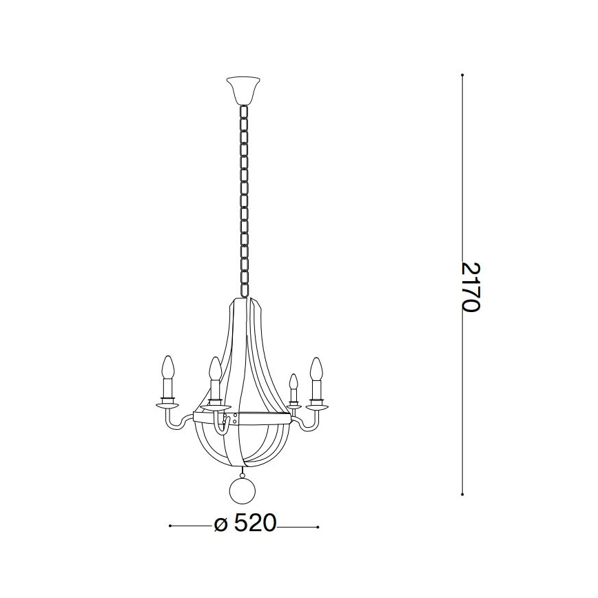 Ideal Lux - Chandelier on a chain MILLENNIUM 5xE14/40W/230V d. 52 cm birch/brown