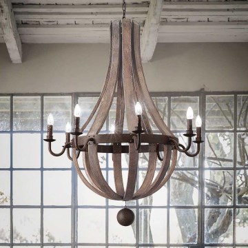Ideal Lux - Chandelier on a chain MILLENNIUM 8xE14/40W/230V d. 92 cm birch/brown
