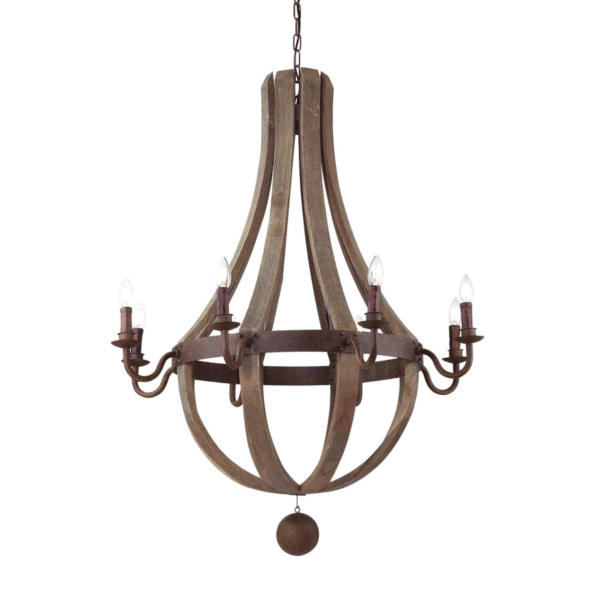 Ideal Lux - Chandelier on a chain MILLENNIUM 8xE14/40W/230V d. 92 cm birch/brown