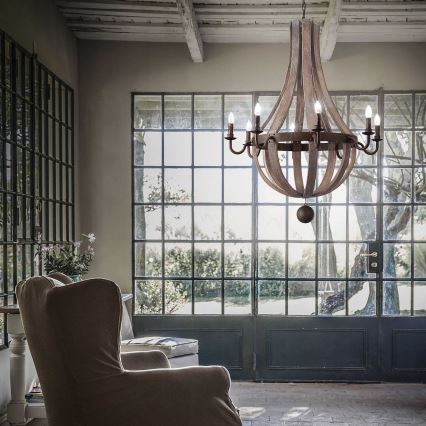 Ideal Lux - Chandelier on a chain MILLENNIUM 8xE14/40W/230V d. 92 cm birch/brown
