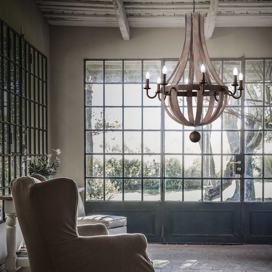 Ideal Lux - Chandelier on a chain MILLENNIUM 8xE14/40W/230V d. 92 cm birch/brown