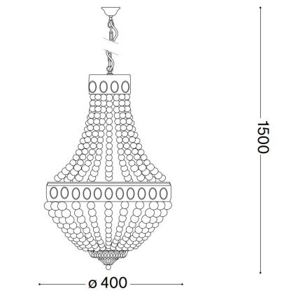 Ideal Lux - Chandelier on a chain MONET 5xE14/40W/230V d. 40 cm hemp/white