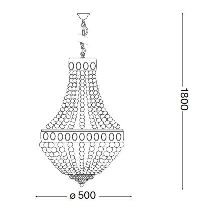 Ideal Lux - Chandelier on a chain MONET 6xE14/40W/230V d. 50 cm hemp/white