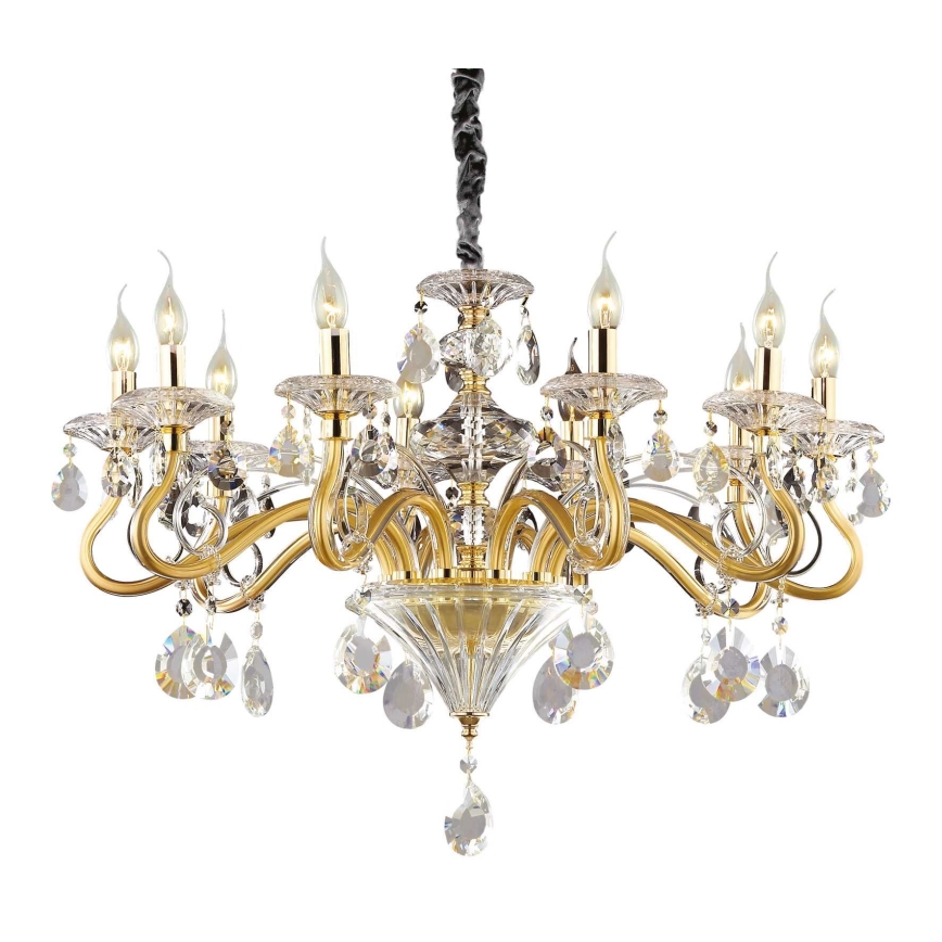 Ideal Lux - Crystal chandelier on a chain NEGRESCO 10xE14/28W/230V d. 85 cm gold