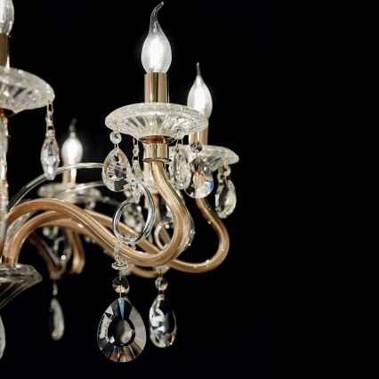 Ideal Lux - Crystal chandelier on a chain NEGRESCO 10xE14/28W/230V d. 85 cm gold