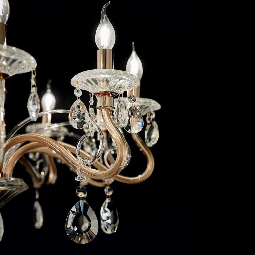 Ideal Lux - Crystal chandelier on a chain NEGRESCO 10xE14/28W/230V d. 85 cm gold