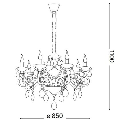 Ideal Lux - Crystal chandelier on a chain NEGRESCO 10xE14/28W/230V d. 85 cm gold