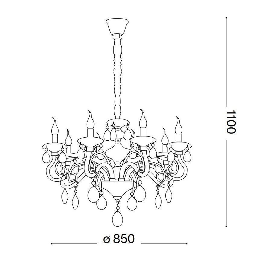 Ideal Lux - Crystal chandelier on a chain NEGRESCO 10xE14/28W/230V d. 85 cm gold