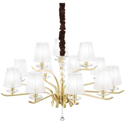 Ideal Lux - Crystal chandelier on a chain PEGASO 12xE14/28W/230V d. 102 cm gold