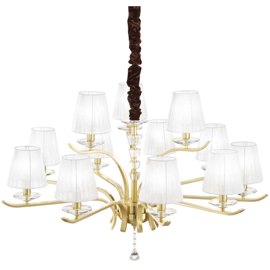 Ideal Lux - Crystal chandelier on a chain PEGASO 12xE14/28W/230V d. 102 cm gold
