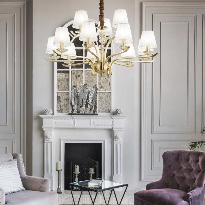 Ideal Lux - Crystal chandelier on a chain PEGASO 12xE14/28W/230V d. 102 cm gold
