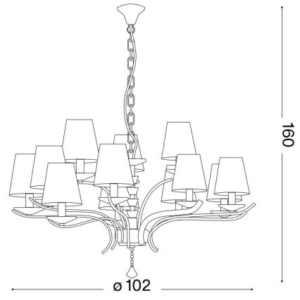 Ideal Lux - Crystal chandelier on a chain PEGASO 12xE14/28W/230V d. 102 cm gold