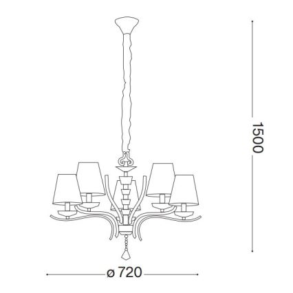 Ideal Lux - Crystal chandelier on a chain PEGASO 5xE14/28W/230V d. 72 cm gold
