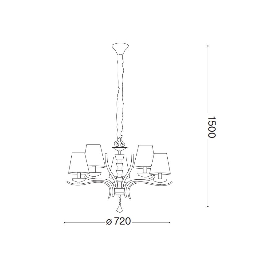 Ideal Lux - Crystal chandelier on a chain PEGASO 5xE14/28W/230V d. 72 cm gold