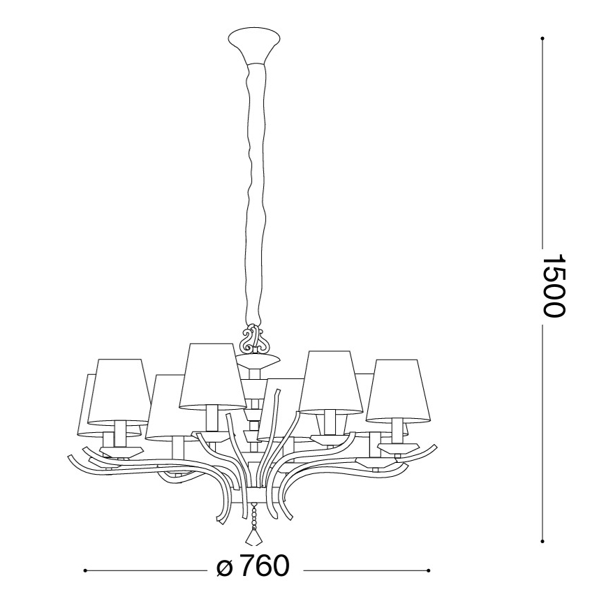 Ideal Lux - Crystal chandelier on a chain PEGASO 8xE14/28W/230V d. 76 cm shiny chrome