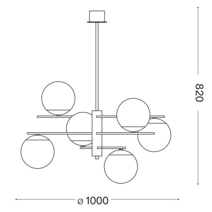 Ideal Lux - Chandelier on a pole GOURMET 6xE14/28W/230V d. 100 cm gold