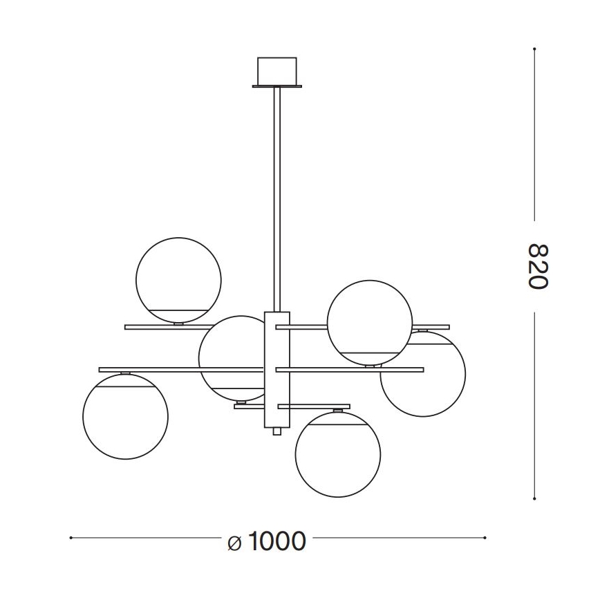 Ideal Lux - Chandelier on a pole GOURMET 6xE14/28W/230V d. 100 cm gold