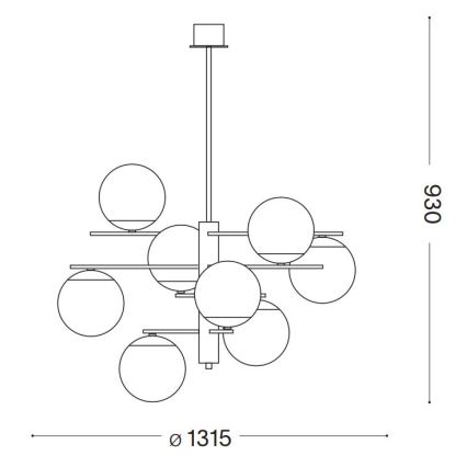Ideal Lux - Chandelier on a pole GOURMET 9xE14/28W/230V d. 131,5 cm gold