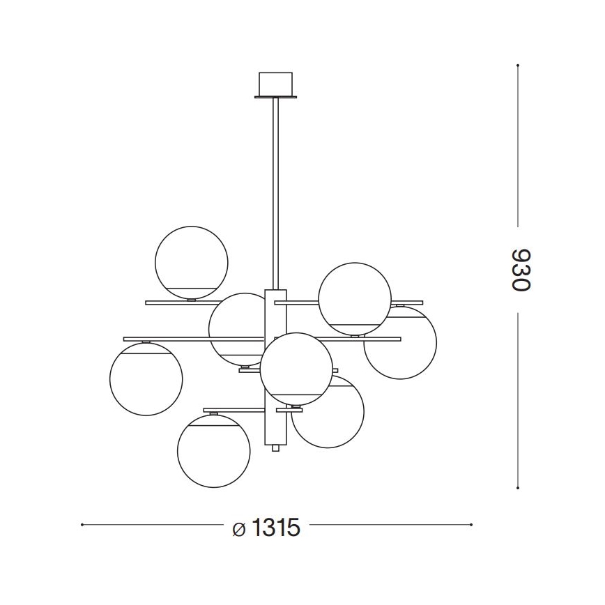 Ideal Lux - Chandelier on a pole GOURMET 9xE14/28W/230V d. 131,5 cm gold