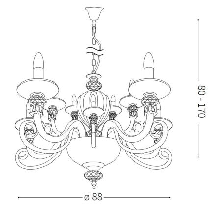 Ideal Lux - Chandelier on a string BARONET 15xE14/40W/230V