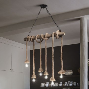 Ideal Lux - Chandelier on a string CANAPA 6xE27/15W/230V brown