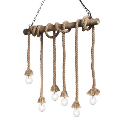 Ideal Lux - Chandelier on a string CANAPA 6xE27/15W/230V brown