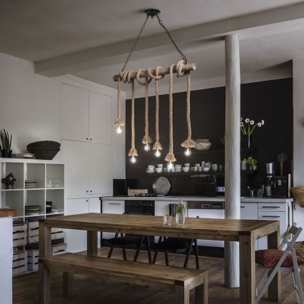 Ideal Lux - Chandelier on a string CANAPA 6xE27/15W/230V brown