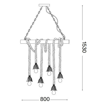 Ideal Lux - Chandelier on a string CANAPA 6xE27/15W/230V brown