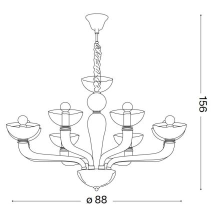 Ideal Lux – Chandelier on a string CASANOVA 8×E14/40W/230V