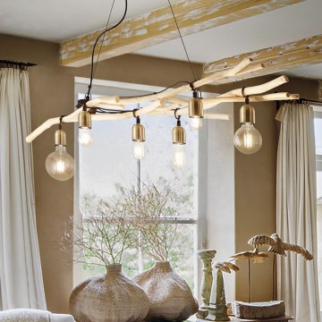 Ideal Lux - Chandelier on a string DRIFTWOOD 6xE27/60W/230V guava