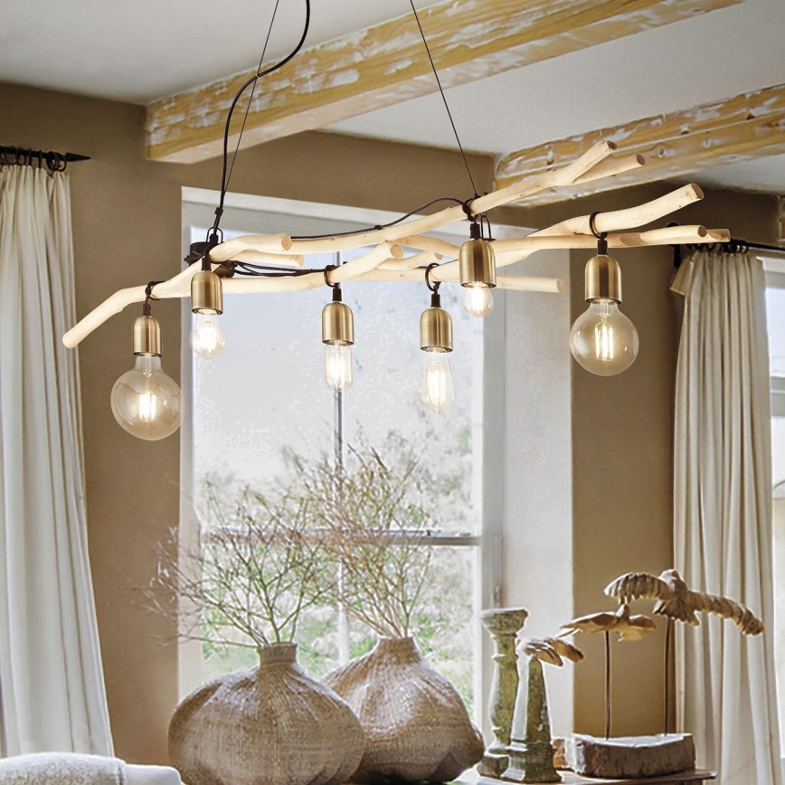 Ideal Lux - Chandelier on a string DRIFTWOOD 6xE27/60W/230V guava
