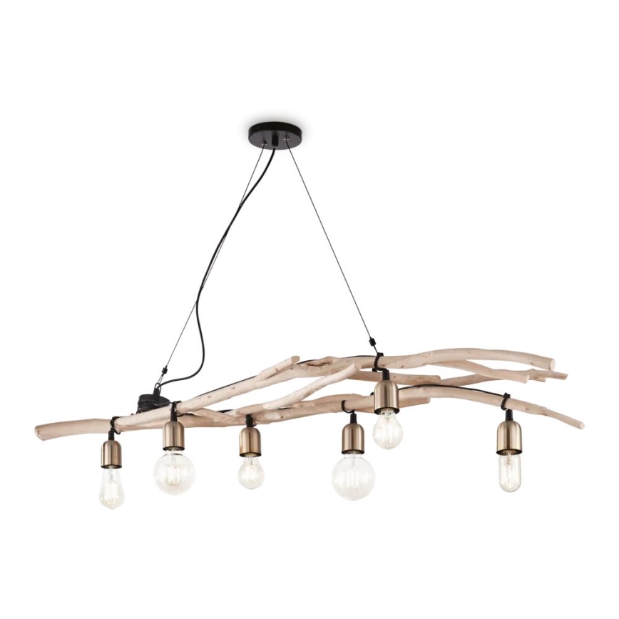 Ideal Lux - Chandelier on a string DRIFTWOOD 6xE27/60W/230V guava