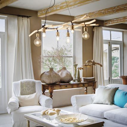 Ideal Lux - Chandelier on a string DRIFTWOOD 6xE27/60W/230V guava
