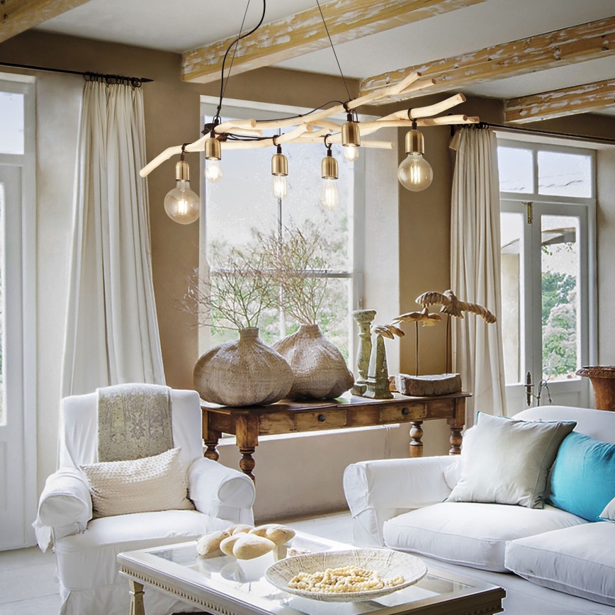 Ideal Lux - Chandelier on a string DRIFTWOOD 6xE27/60W/230V guava