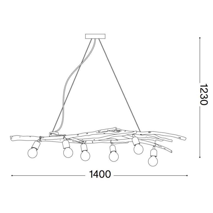 Ideal Lux - Chandelier on a string DRIFTWOOD 6xE27/60W/230V guava