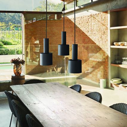 Ideal Lux - Chandelier on a string HOLLY 1xE27/60W/230V d. 12 cm black