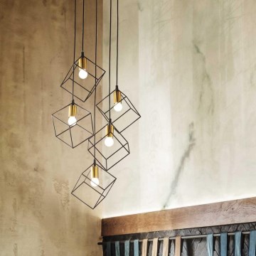 Ideal Lux - Chandelier on a string ICE 5xE27/60W/230V d. 50 cm black
