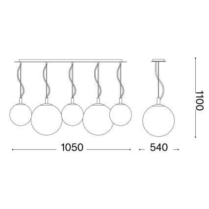 Ideal Lux - Chandelier on a string MAPA 5xE27/42W/230V gold/smoky