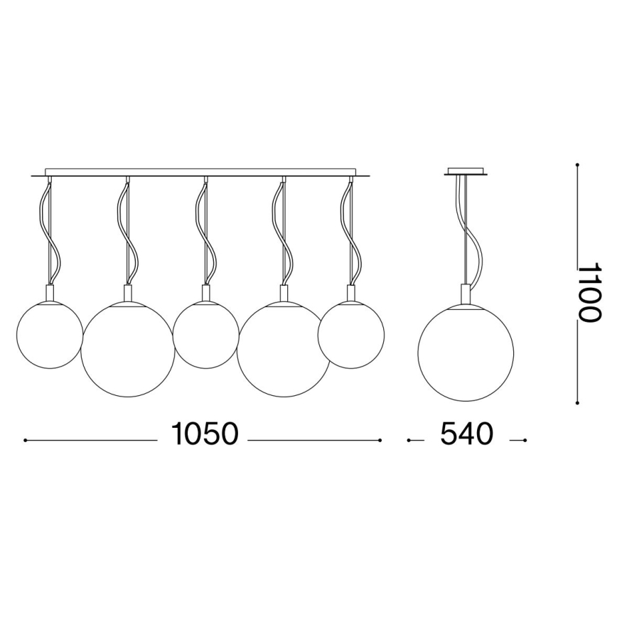 Ideal Lux - Chandelier on a string MAPA FADE 5xE27/60W/230V shiny chrome