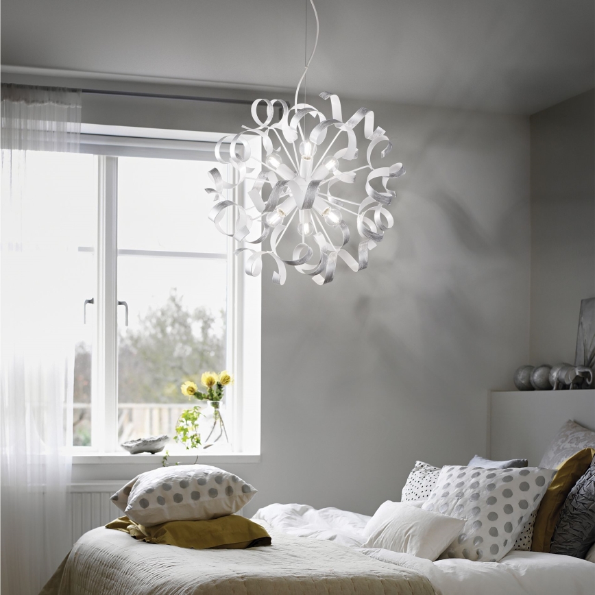 Ideal Lux - Chandelier on a string VORTEX 6xE14/40W/230V d. 53 cm silver/patina