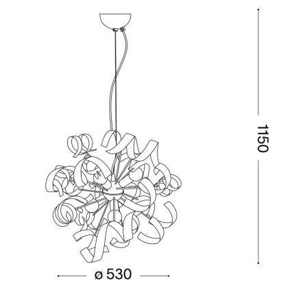 Ideal Lux - Chandelier on a string VORTEX 6xE14/40W/230V d. 53 cm silver/patina
