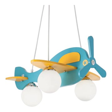 Ideal Lux - Children's chandelier on a string AVION 3xE27/28W/230V blue
