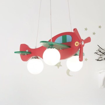 Ideal Lux - Children's chandelier on a string AVION 3xE27/28W/230V red