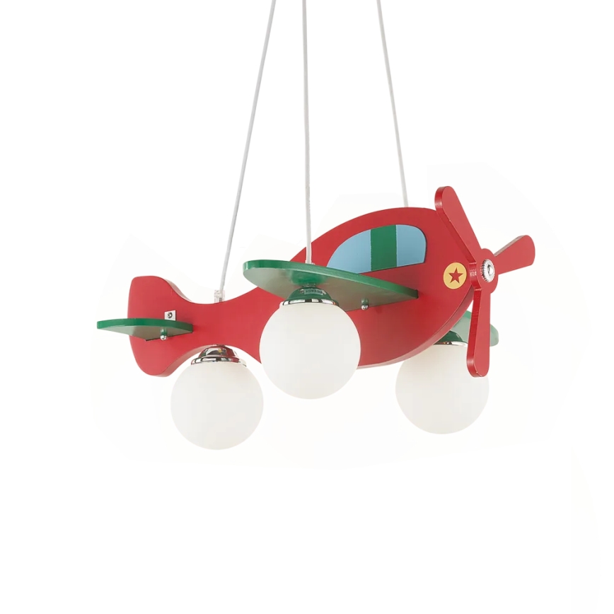Ideal Lux - Children's chandelier on a string AVION 3xE27/28W/230V red