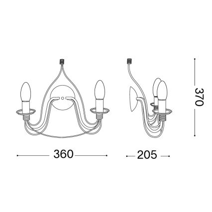 Ideal Lux - CORTE Wall Lamp 2xE14/40W/230V Brown/Patina
