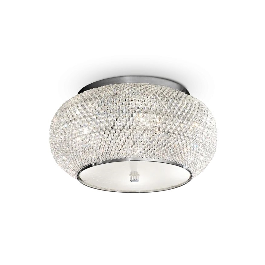 Ideal Lux - Crystal ceiling light PASHA 6xE14/40W/230V d. 40 cm shiny chrome