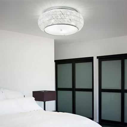 Ideal Lux - Crystal ceiling light PASHA 6xE14/40W/230V d. 40 cm shiny chrome