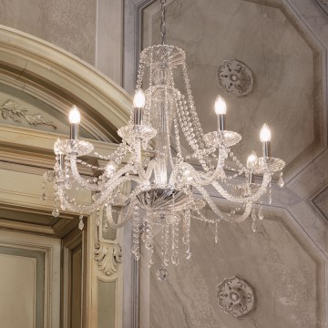 Ideal Lux - Crystal chandelier on a chain AMADEUS 8xE14/40W/230V d. 80 cm clear